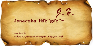 Janecska Hágár névjegykártya